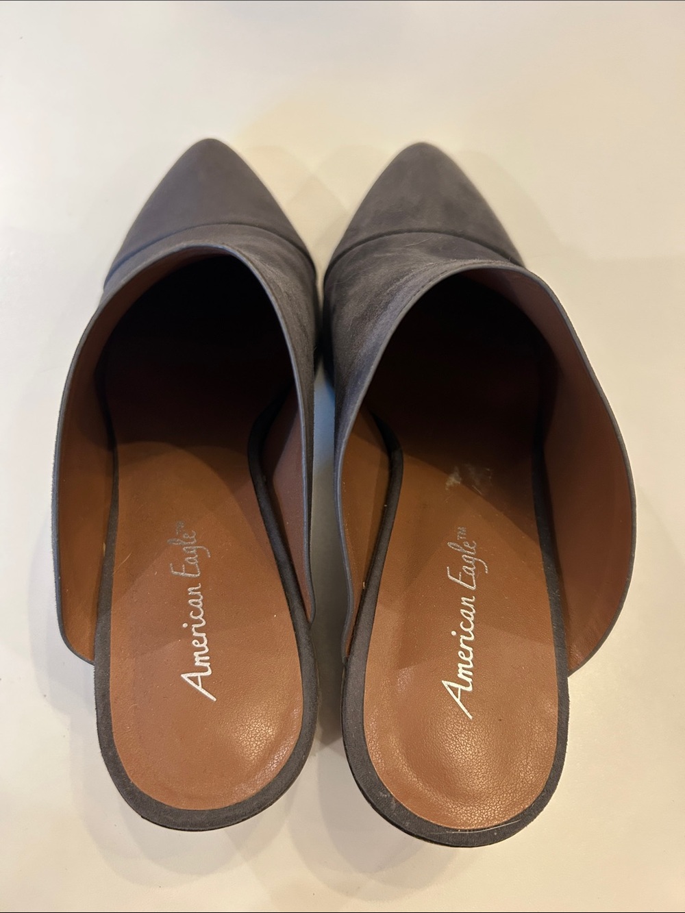 American Eagle Outfitters Gray Pointed Toe Mule Slides
